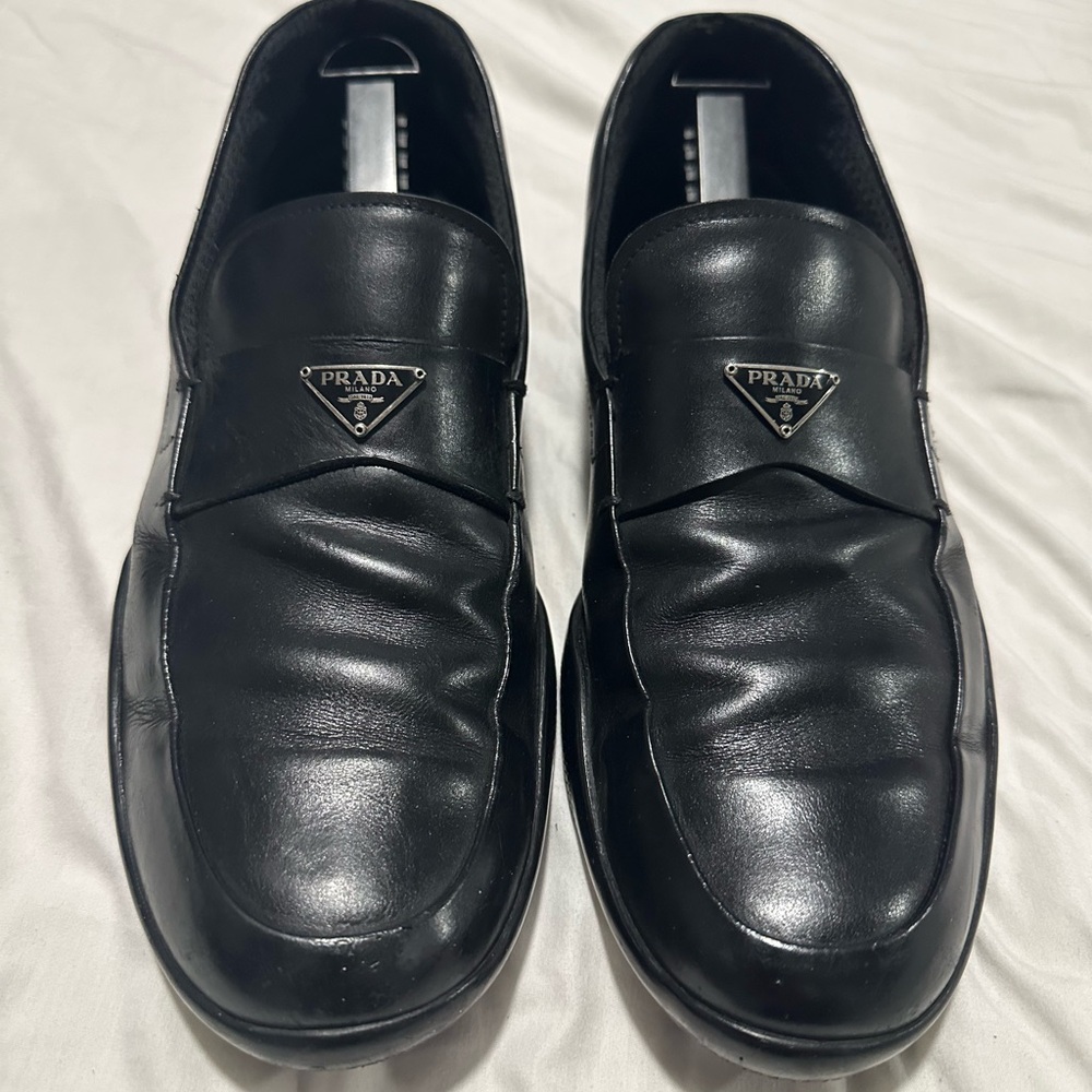 Prada Men's Black Leather Loafers